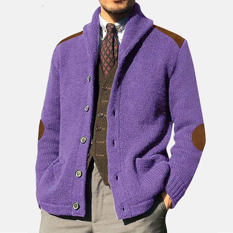Mens Knitted Sweater Shawl Lapel Patchwork Knitted Jacket Oversize Fashion Warm Casual Jacket Coat Cardigan Men Clothing 240816