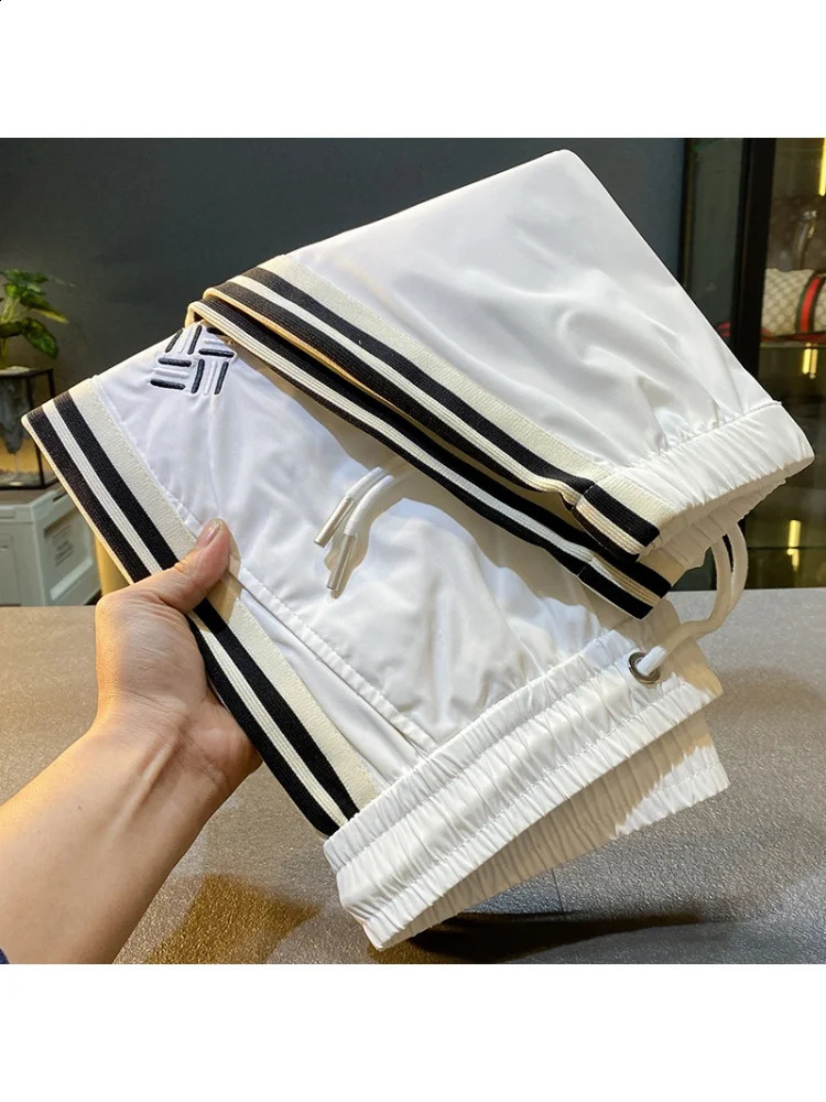 Ice Silk Casual Pants Mens Summer Thin and Soft Elastic Breathable Sports Quick-Drying Ankle Length Jogger Pants 240819