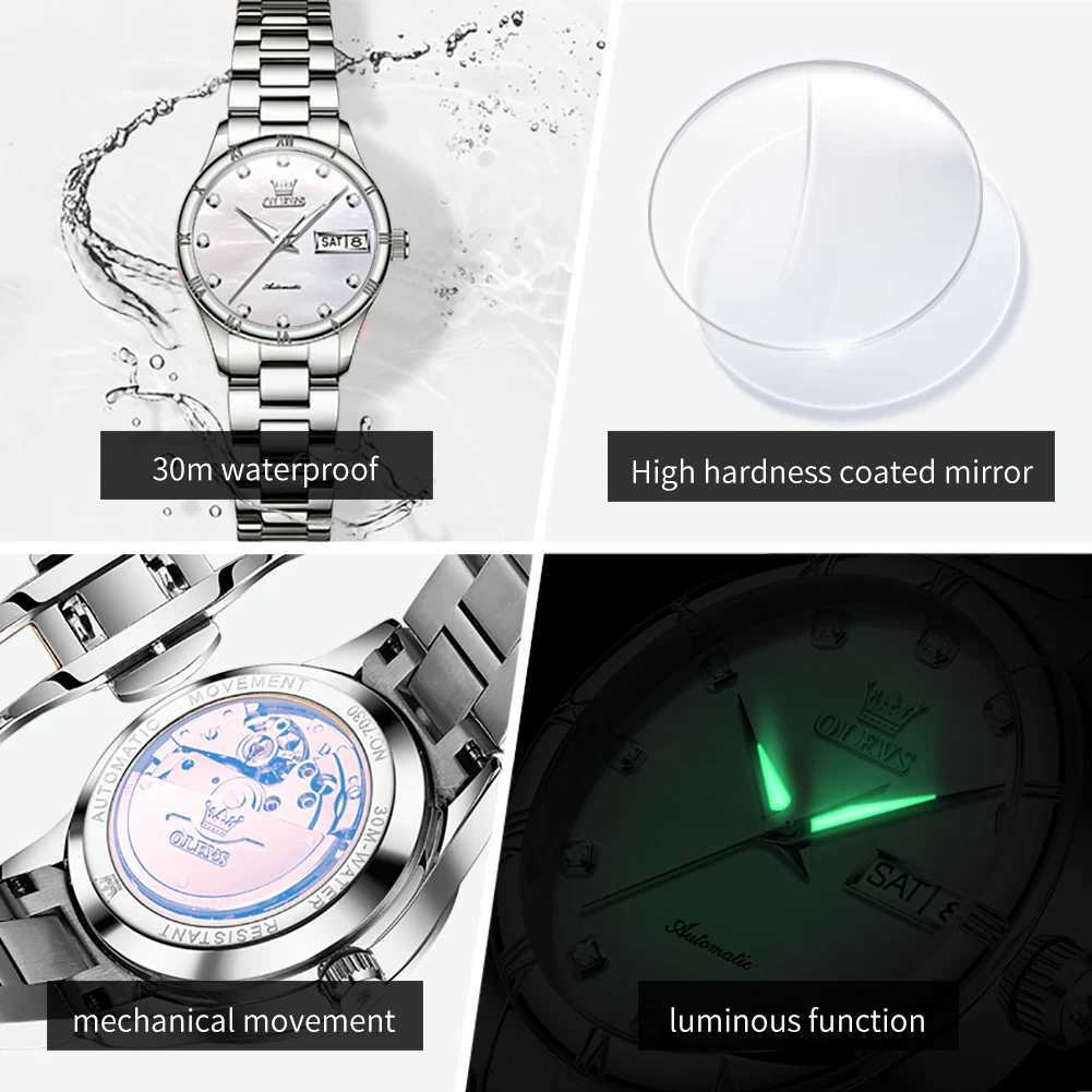 OLEVS Elegant Casual Womens High Quality Luxury Automatic Mechanical Womens Waterproof Fashion La Watch W250104