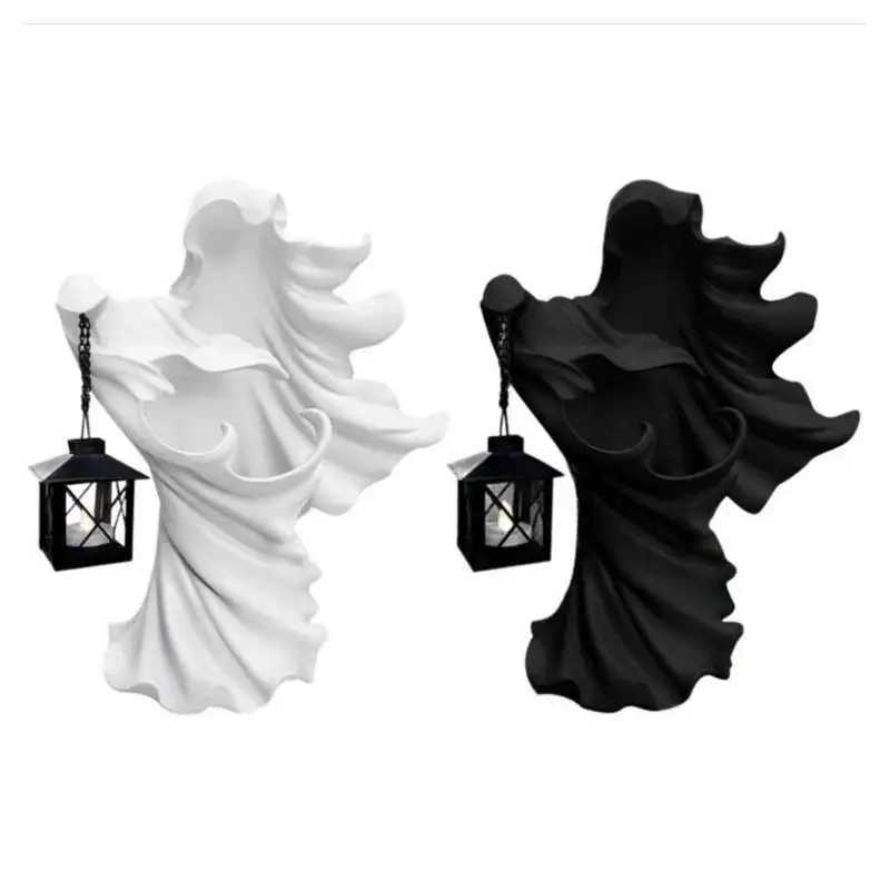 Halloween Ghost Statue With Lantern Faceless Witch Hell Messenger Realistic Resin Ghost Sculpture For Home Scary DecorationsXJ240817