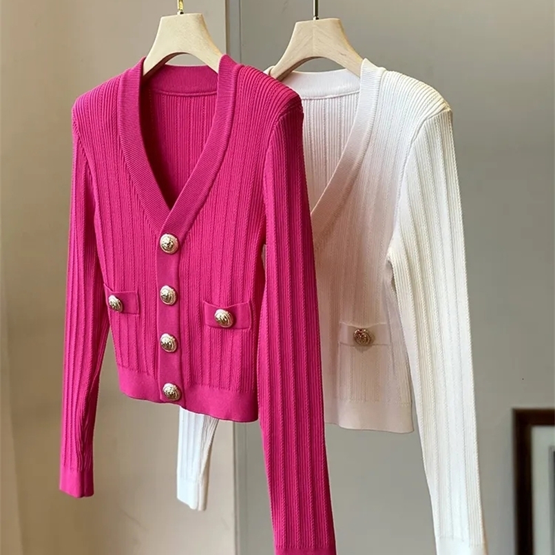 Small perfume womens knitting sweater cardigan coat Korean fashion fur knitting spring elegant jacket loose vintage coat 240819