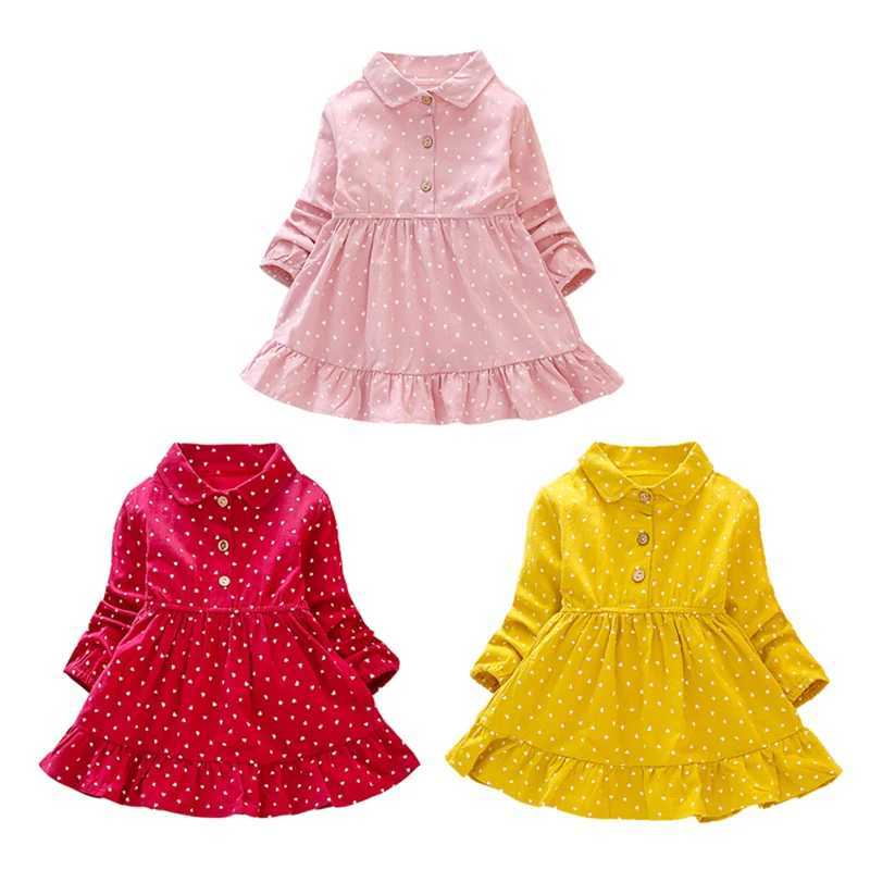 Spring Autumn Casual Baby Girls Dot Print Long Sleeve Dress Kids Toddler Pageant Princess Sundress Dress For 1-8 Years oldXJ241206