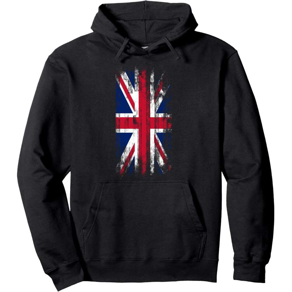 Hoodie for Mens Womens Cool Retro UK Distressed Flag Illustration Graphic Designs Pullover Hoodies sweatshirt pullover jacket Long sleeve