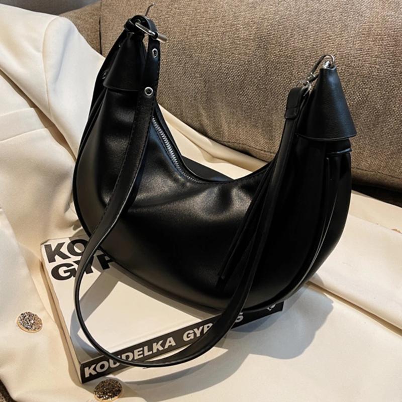 Bag Women Fashion Sling Adjustable Strap PU Leather Satchel Casual Half Moon Fashionable Tote Large Capacity Travel Bags