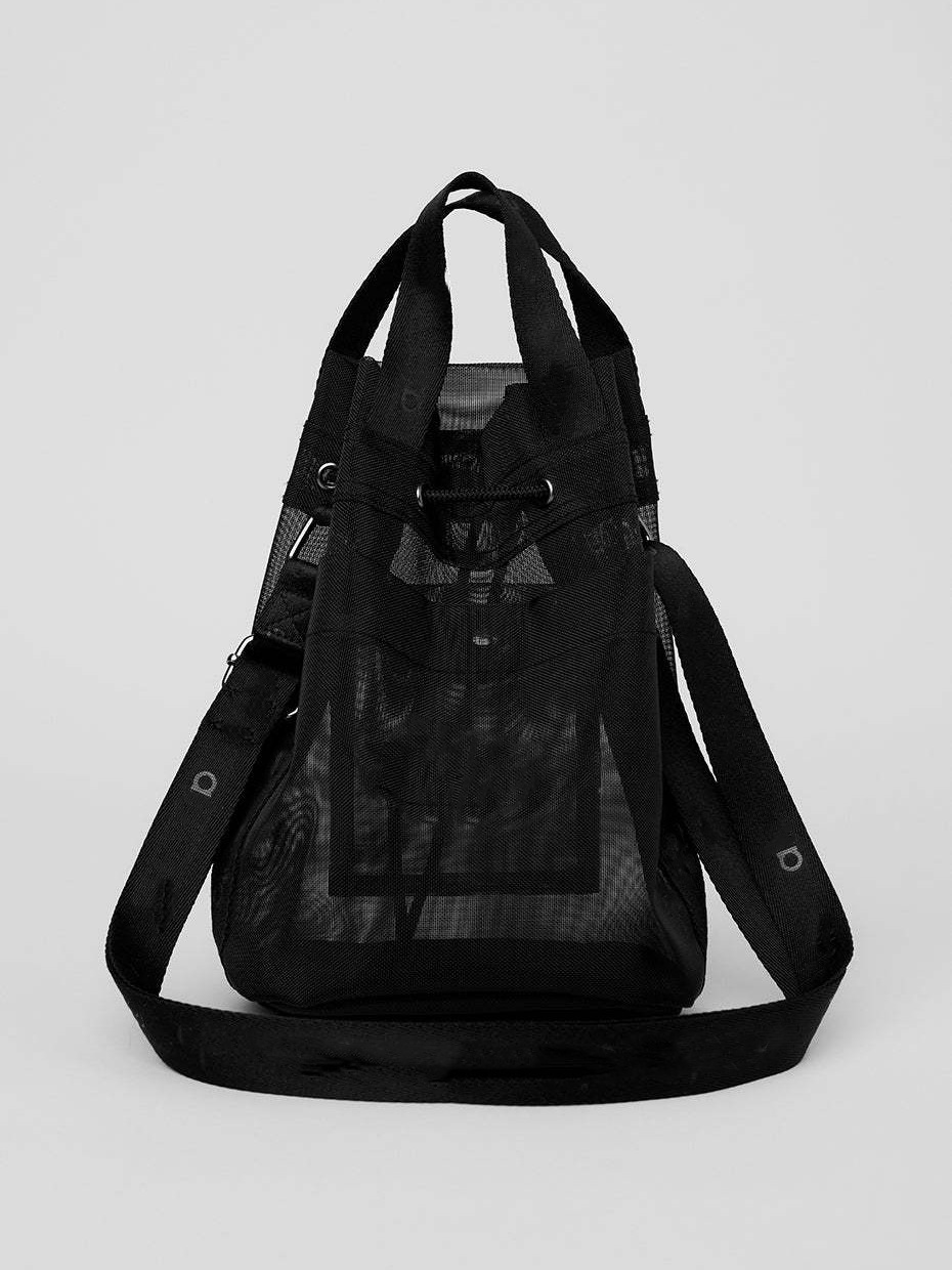 2025-- Unisex Crossbody Bucket Bag Black Casual Tote Portable Outdoor Shopping Transparent Storage Bag