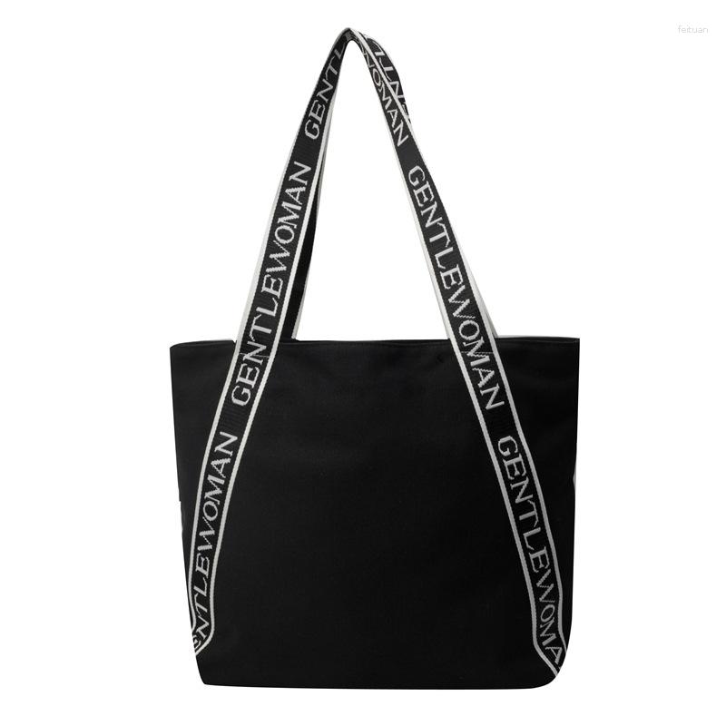 Shoulder Bags Fashion Gentle Woman Strap Letter Printed Canvas Bag 2024 Simple Casual