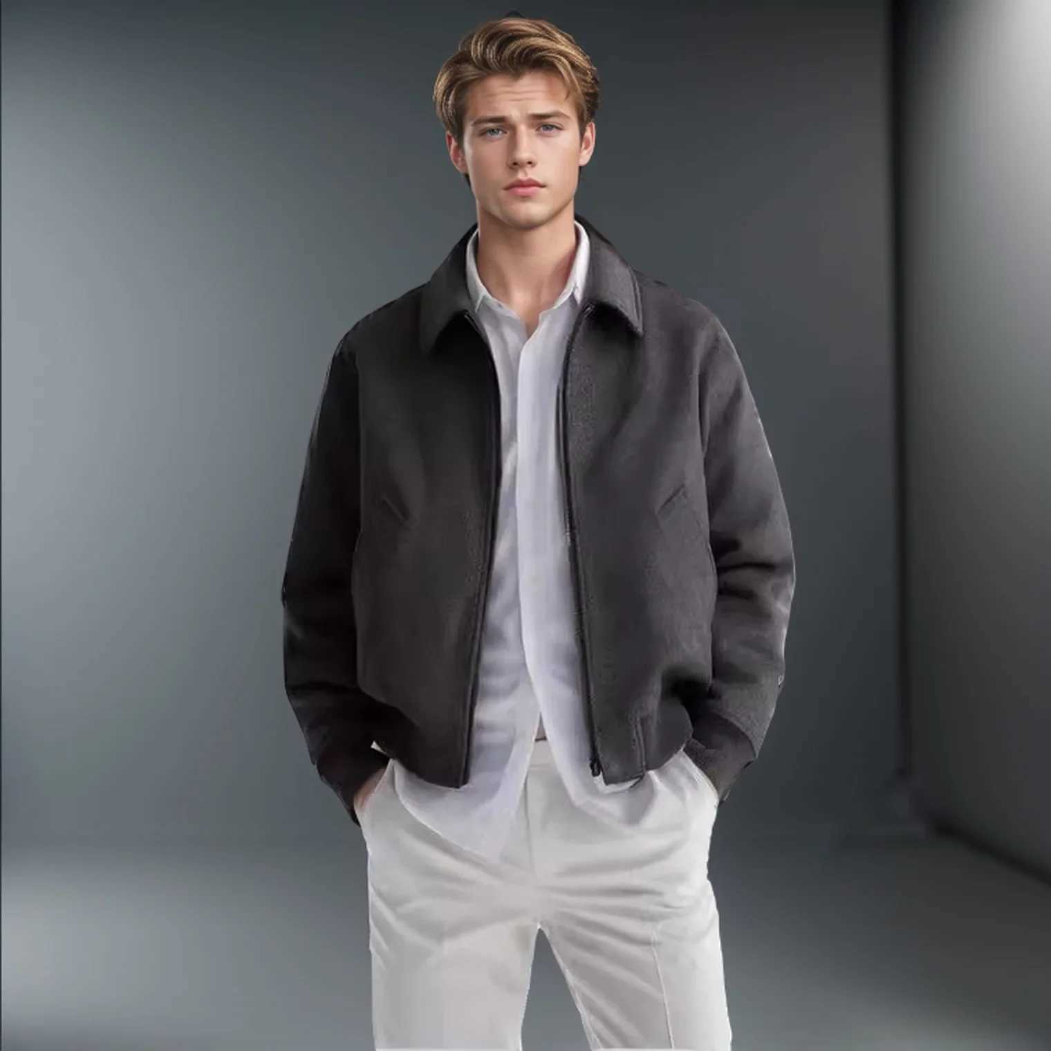Designer jacket Mens Spring and Autumn Casual Woolen Coat New Style Fashionable Solid Color Lapel British Jacket Cardigan Coat M-XXL M240819