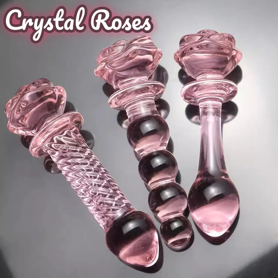 Rose Glass Bullet Butt Plug Transparent Pink Stimulating Anal Masturbation Beads Penetration Anal Plug Adult Sex Toy Joinjjtoy 250108