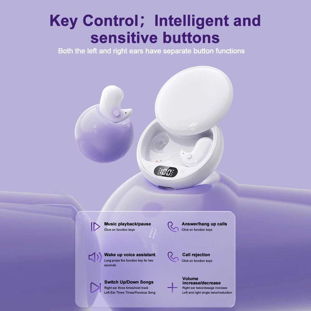 Headphones Mini Sleep Earbuds Tiny Invisible Headphones Sports Wireless Earphones HiFi Stereo ENC Noise Reduction Waterproof Headsets M240819