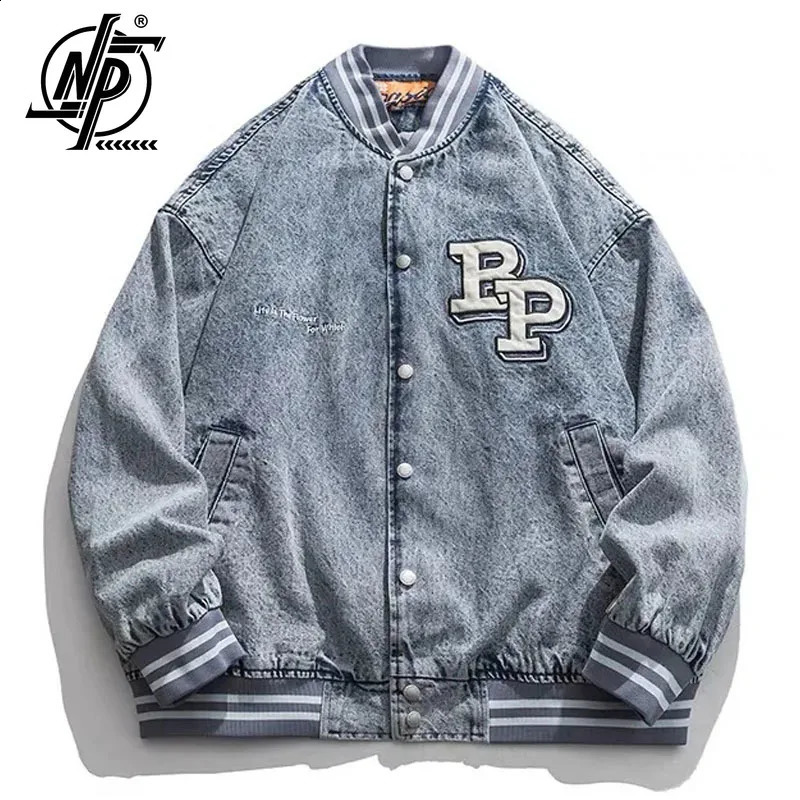 Japanese Harajuku Denim Jacket Men Women Letter embroidery Loose Harajuku Couple Autumn Y2k Vintage Coat Spring 240816