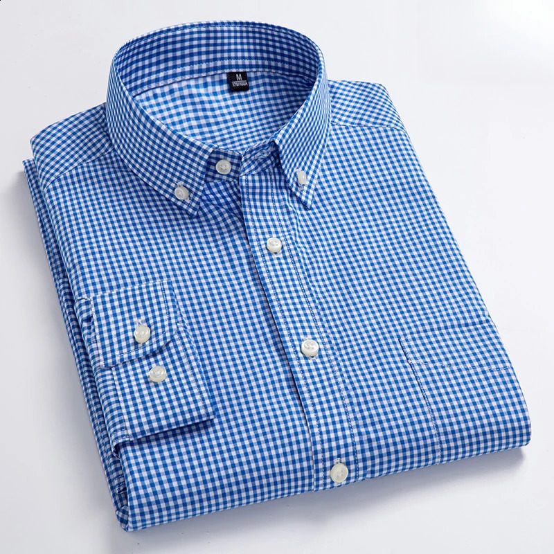 in shirt 100%cotton long-sleeve shirts for men slim fit plain shirt thin plaid striped tops fashion elegants office clothes 240816