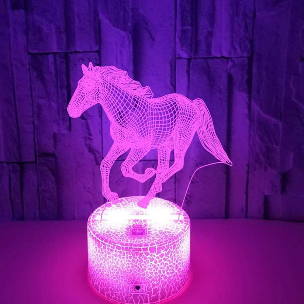 3D Fantasy Lamp LED Childrens Night Light Horse Table Lamp Bedroom Holiday Christmas Lamp Childrens Decorative Gift W240816