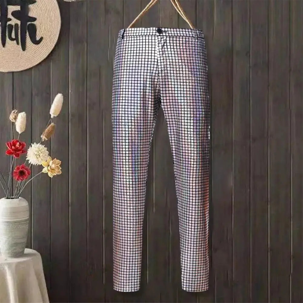 Rainbow plaid glitter shorts mens 70s dancer singer Trouser nightclub DJ stage dance set 240816