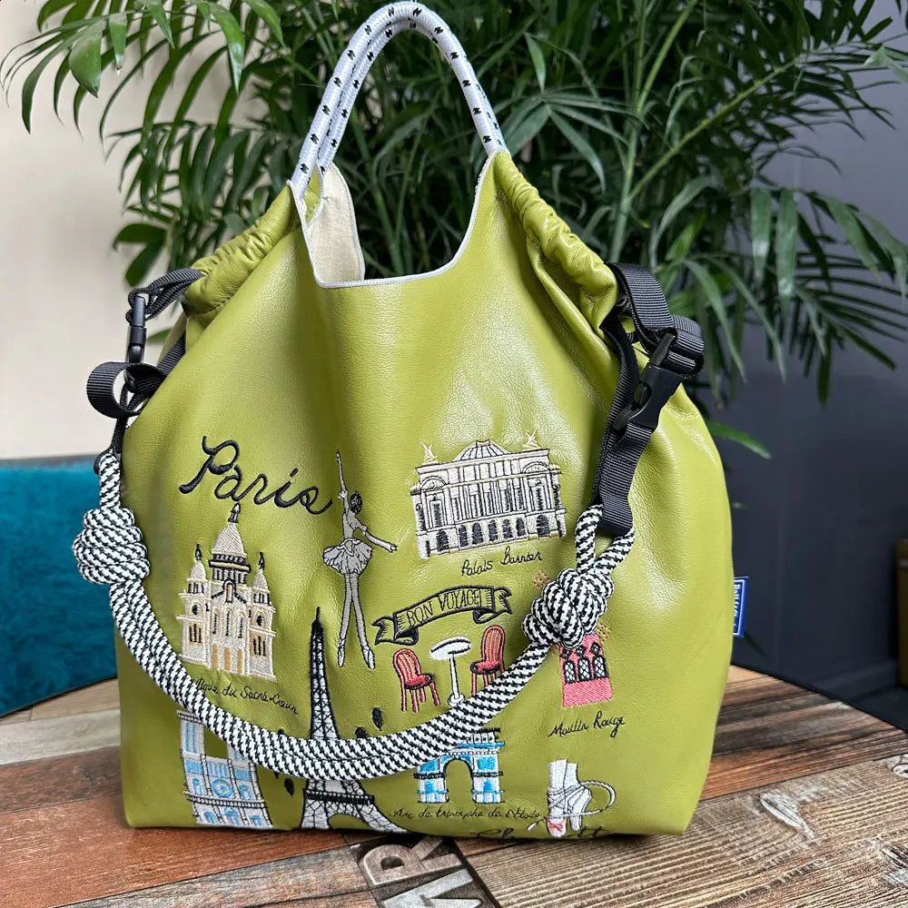 Horse Embroidery Tote Bags for Women Flower Shoulder Bag er Hawaiian Eco Bag Handbags Donuts PU Leather Shopper Purses 240819