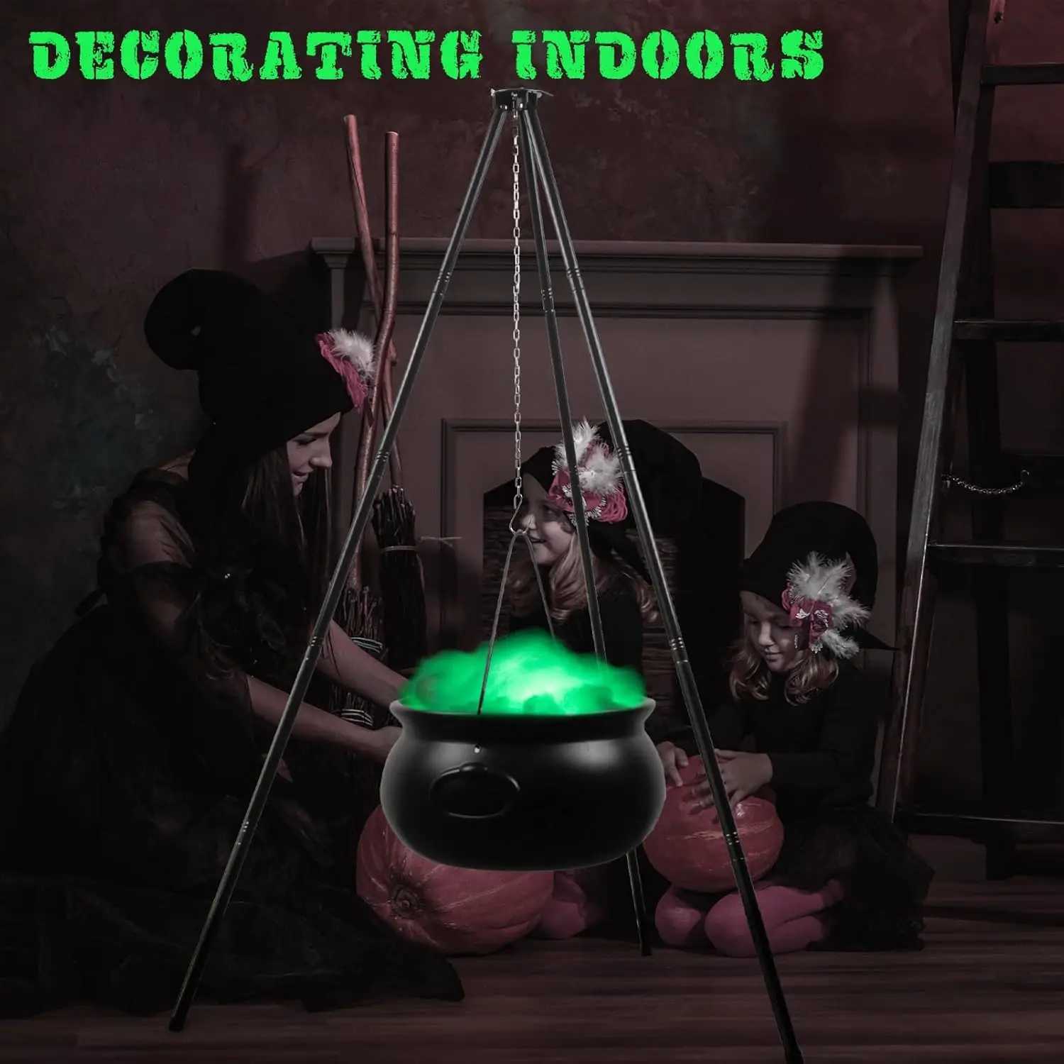 Halloween Decorations Witches Cauldron And Led Mist Maker Black Plastic Bowl For Spooky Party Decoration Home Table KitchenXJ240817