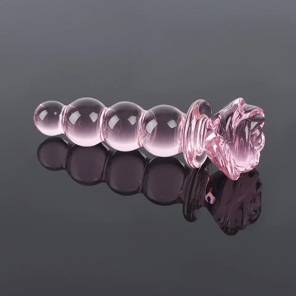 Rose Glass Bullet Butt Plug Transparent Pink Stimulating Anal Masturbation Beads Penetration Anal Plug Adult Sex Toy Joinjjtoy 250108