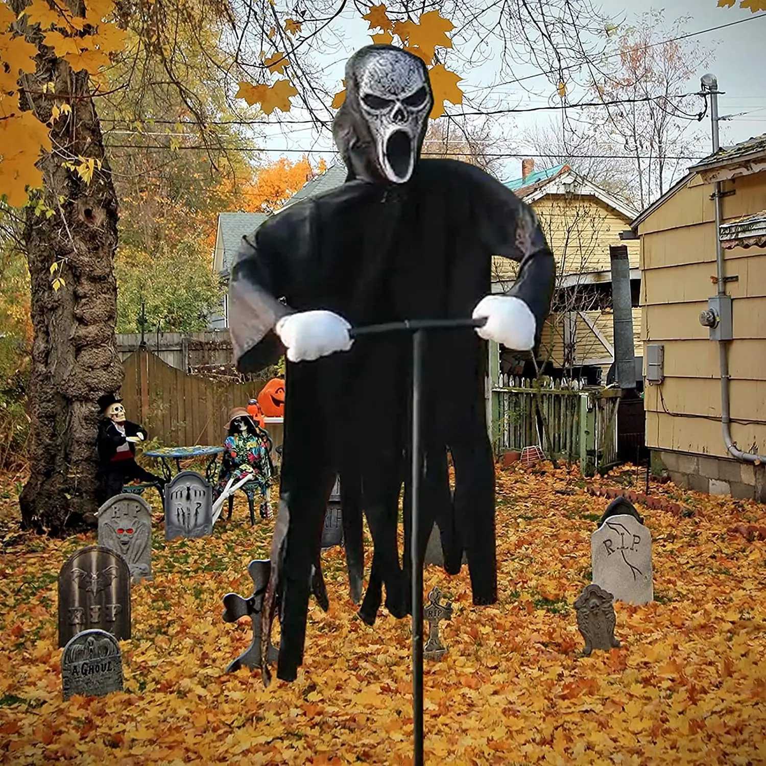 Garden Ghostface Scarecrow Halloween Decor Outside Hanging Scary Ghost Scarecrow Decorations Creative Courtyard Bird RepellerXJ240817