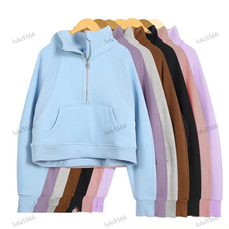 Yoga Womens Hoodie jacket Half Zip collar align sweater zipper pullover loose long sleeve casual Cashmere Ladies designer chothing workout clothes women top