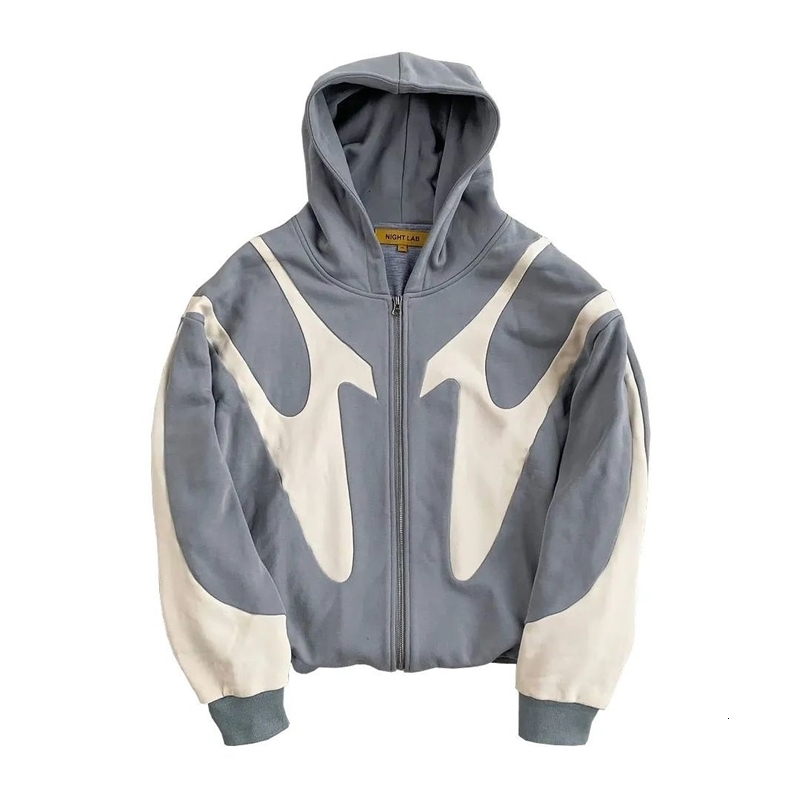 Y2K Splicing Zip Up Hoodies Harajuku Casual Sweatshirts Men Women Fashion Goth Hip Hop Oversized Long Sleeved Jacket Hoodies 240816