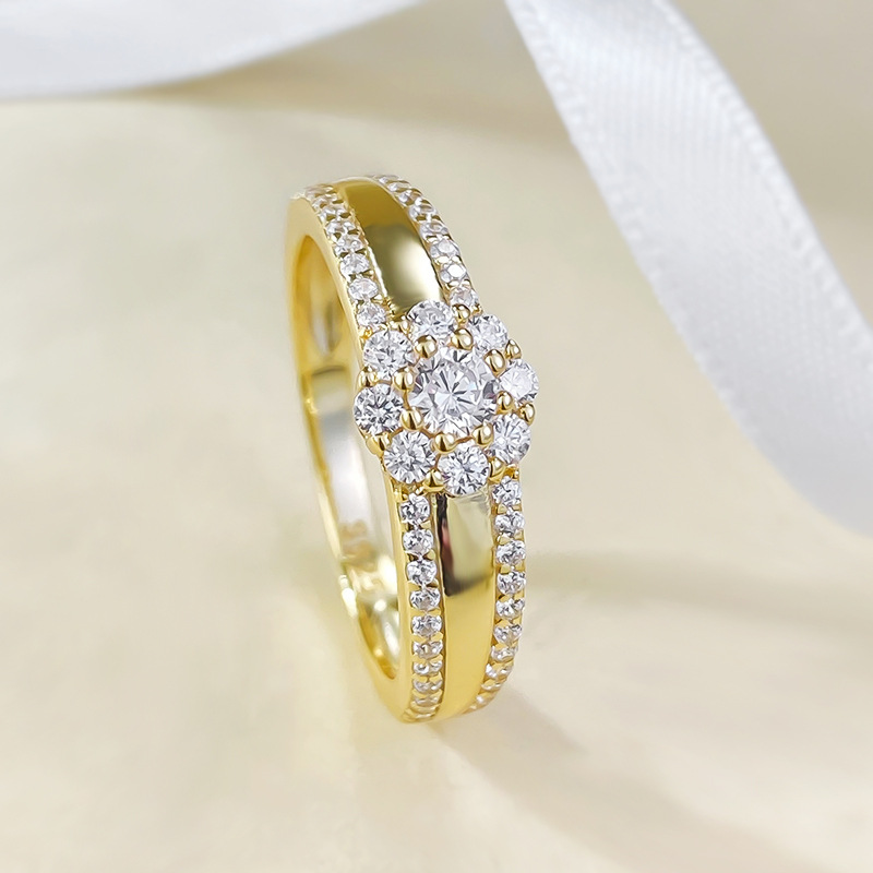 Ins Top Sell Wedding Designer Rings Handmade Vintage Jewelry Real 100% 925 Sterling Silver Gold Fill Round Cut White Moissanite Diamond Party Women Fl