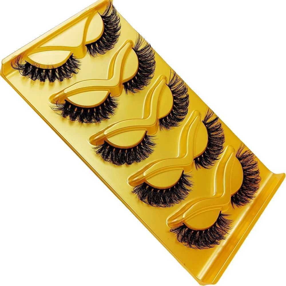 5 pairs of fake eyelashes cat eyes Wispy End Eye Elongated thick artificial mink fur fluffy short natural fake eyelashes W240803