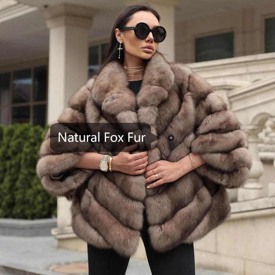 Real Fox Fur Coats Womens Genuine Fur Jackets Women Fox Fur Coat Winter Warm Furry Jacket 240816