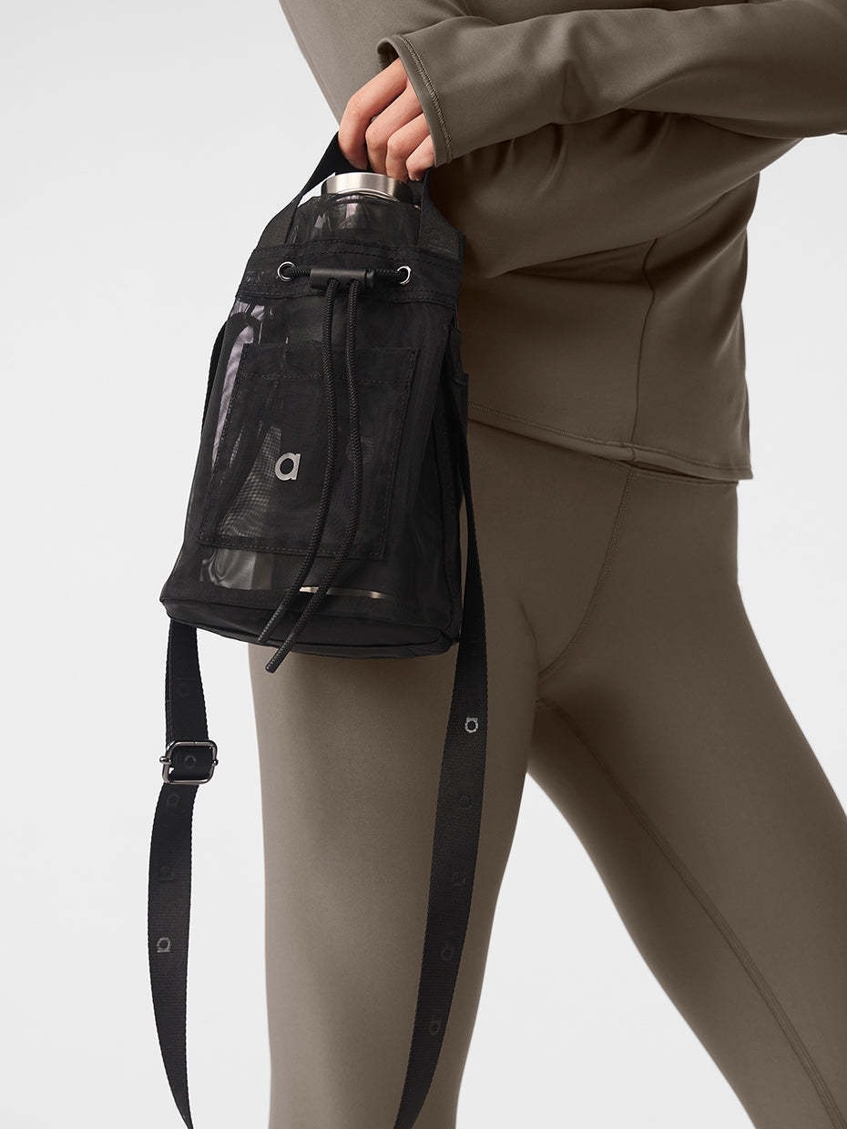 2025-- Unisex Crossbody Bucket Bag Black Casual Tote Portable Outdoor Shopping Transparent Storage Bag