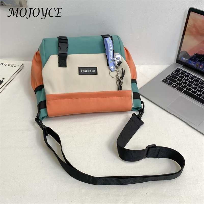 Unisex Student Messenger Bag Large Capacity Simple Postman Contrast Color Nylon Satchel for College Travel Business y240816
