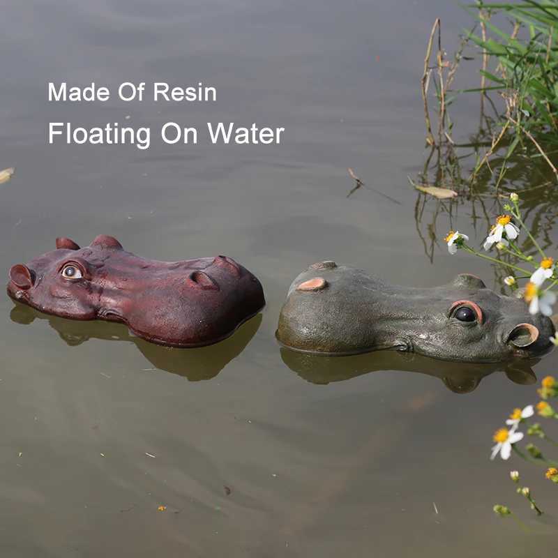 Creative resin floating crocodile hippopotamus horror statue outdoor garden pond decoration home garden Halloween decoration W240817