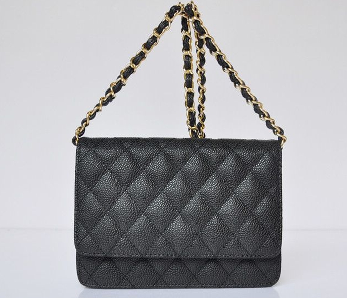 Women Designer CLASSIC Wallet On Chain caviar Woc Bag Grained Shiny Calfskin Crossbody Bags Shoulder 33814