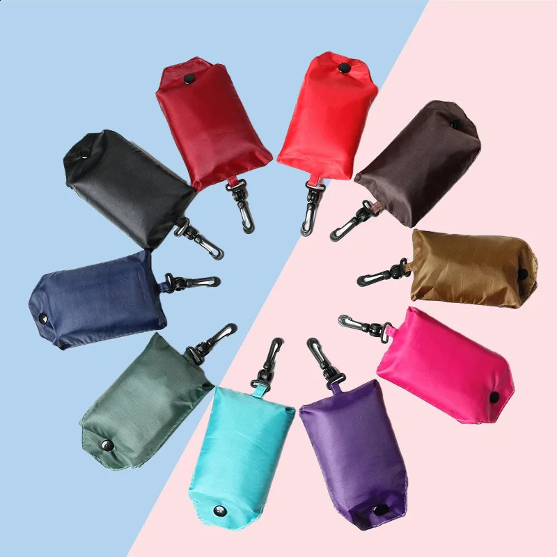 Portable Reusable Shopping Bag Oxford Washed Solid Color Grocery Purse Foldable Waterproof Ripstop Shoulder Handbag 250121