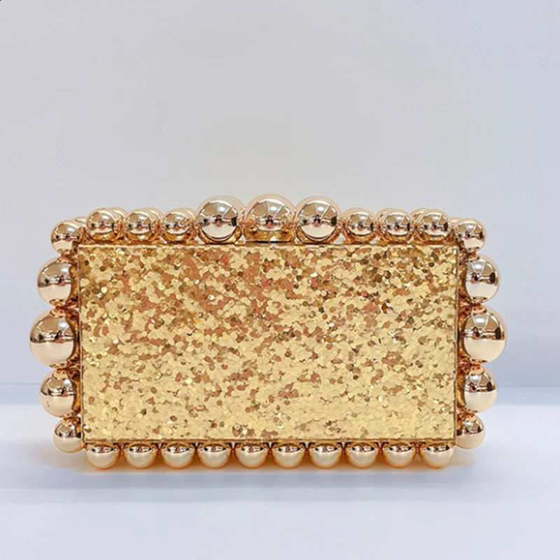 Womens rose red acrylic box clutch bag used for wedding parties y gold pearl wallets and handbags er gift bags 240819
