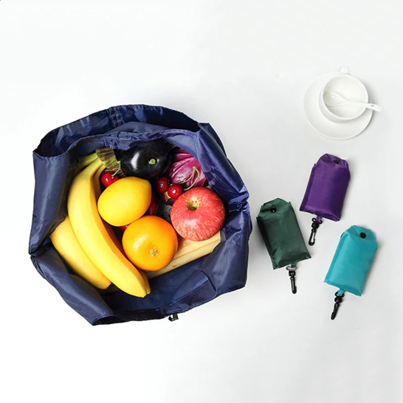 Portable Reusable Shopping Bag Oxford Washed Solid Color Grocery Purse Foldable Waterproof Ripstop Shoulder Handbag 250121