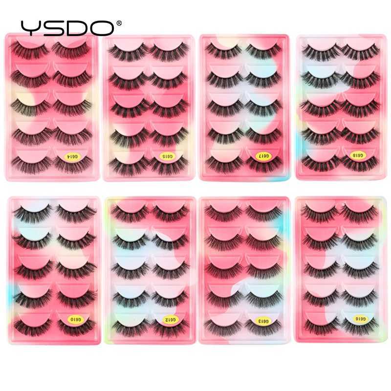 YSDO fake eyelashes 5 pairs of 3D mink eyelashes cruel no Maquiagem Winged soft eyelash extension thick fake eyelash makeup tool W240803