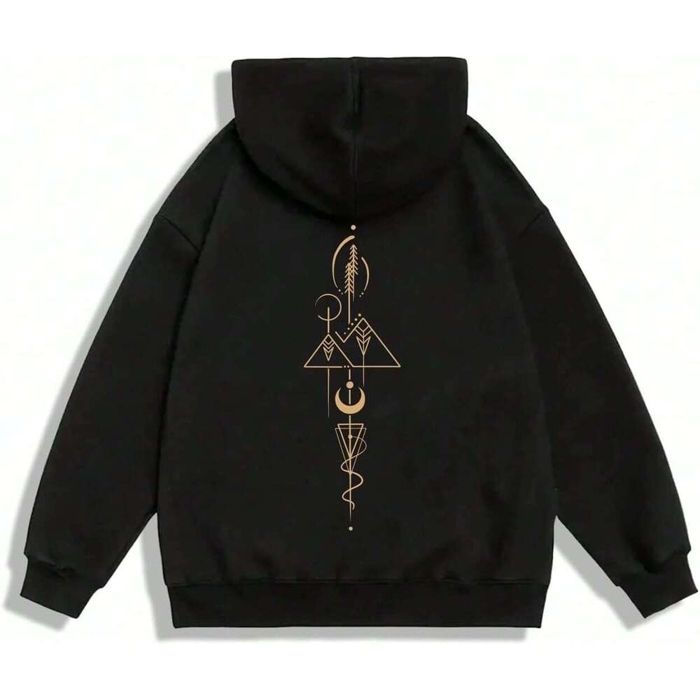 Hoodie for Mens Womens Letter Graphic Drawstring Hoodie Drop Shoulder Kangaroo Pocket Pullover Sweatshirt Hoodies sweatshirt pullover jacket