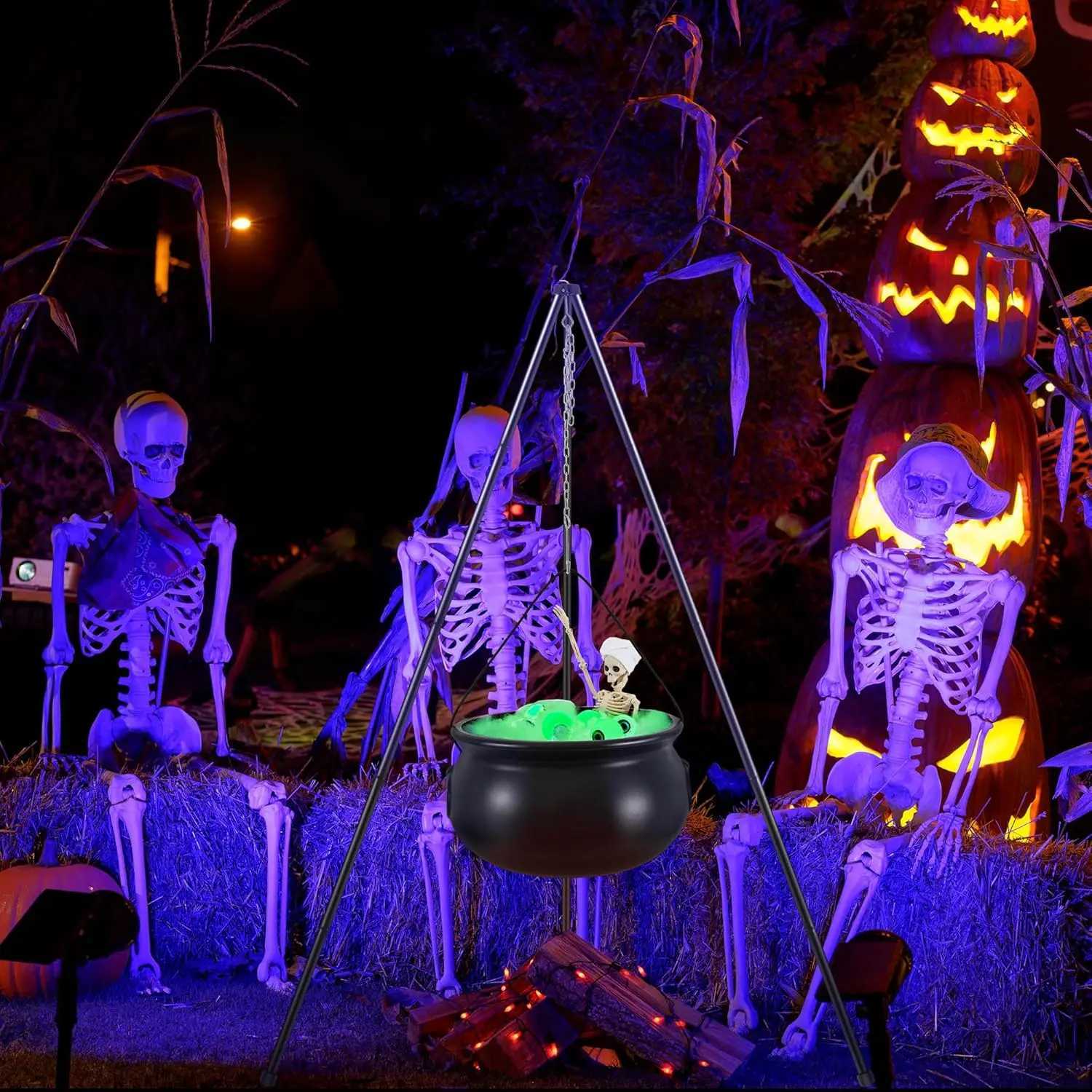 Halloween Decorations Witches Cauldron And Led Mist Maker Black Plastic Bowl For Spooky Party Decoration Home Table KitchenXJ240817
