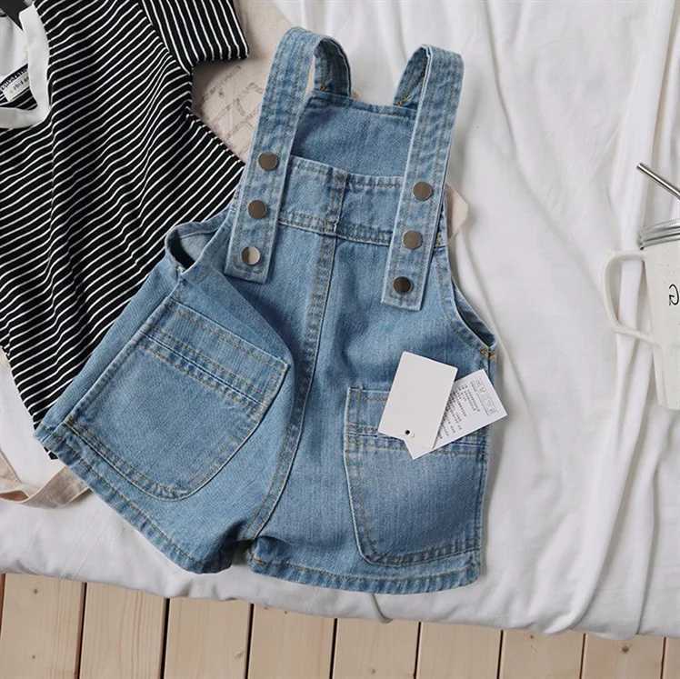 Korean Style 2024 Summer Childrens Soft Denim Top Baby Clothing Boys and Girls Loose Full Match Casual Pants W240806