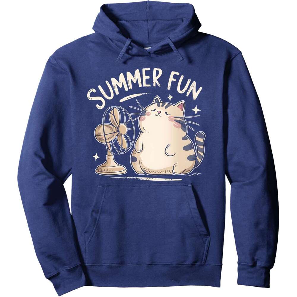 Hoodie for Mens Womens Summer Cute Cat With Fan Graphic Tees Pullover Hoodie Hoodies sweatshirt pullover jacket Long sleeve