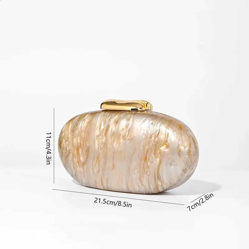 Pearl Shell Bag Metal Clasp Women Shoulder Snake Chain Acrylic Box Clutches Lady Party Wedding Evening Egg Handbag Purse 250103