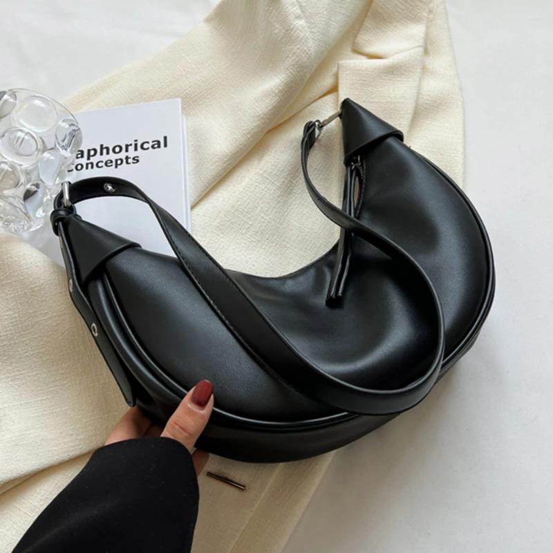 Bag Women Fashion Sling Adjustable Strap PU Leather Satchel Casual Half Moon Fashionable Tote Large Capacity Travel Bags