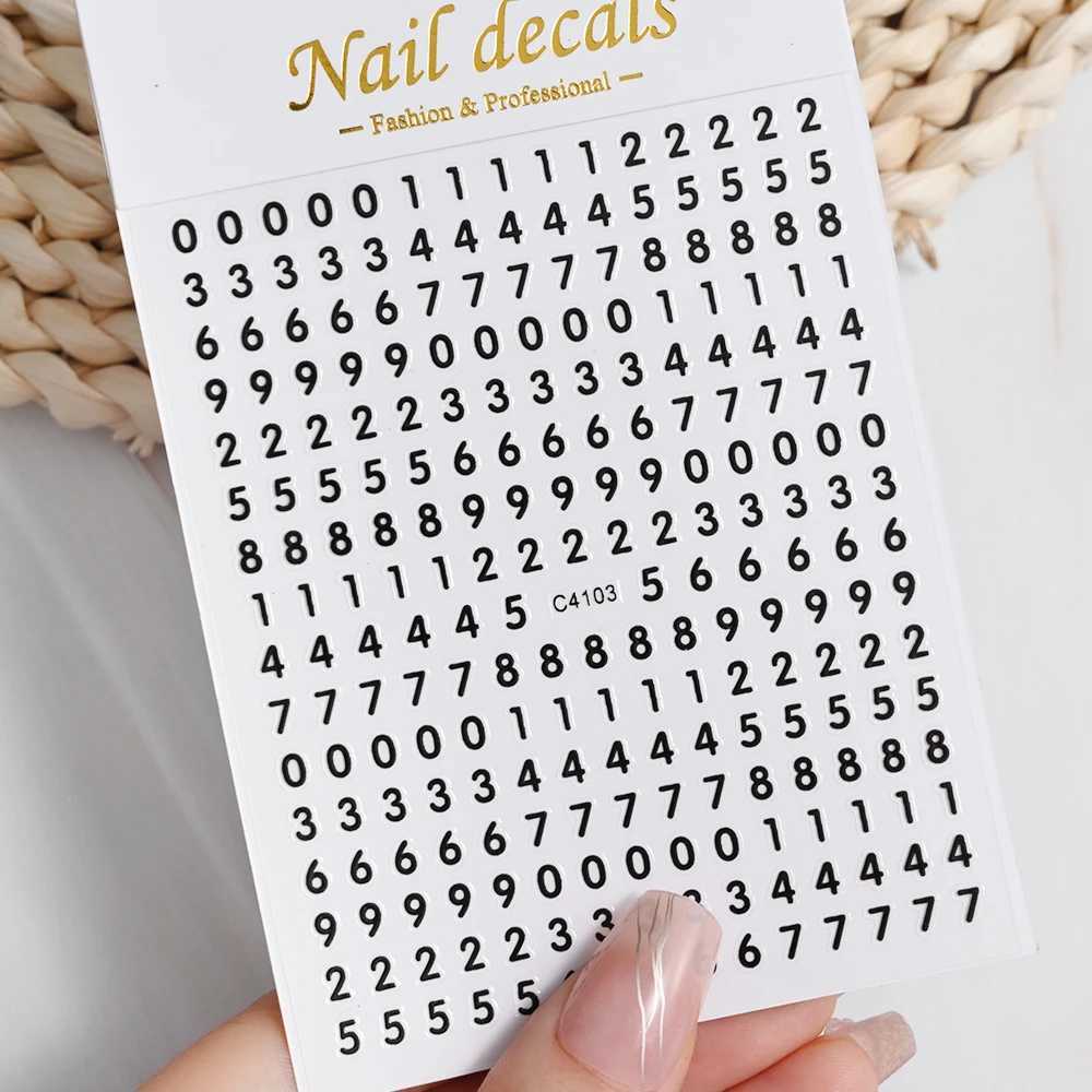 Black Number English Letter Design 3d Nail Sticker Self Adhesive Gold Silver Decal DIY Alphabet Nail Slider Manicure AccessoriesXJ250120