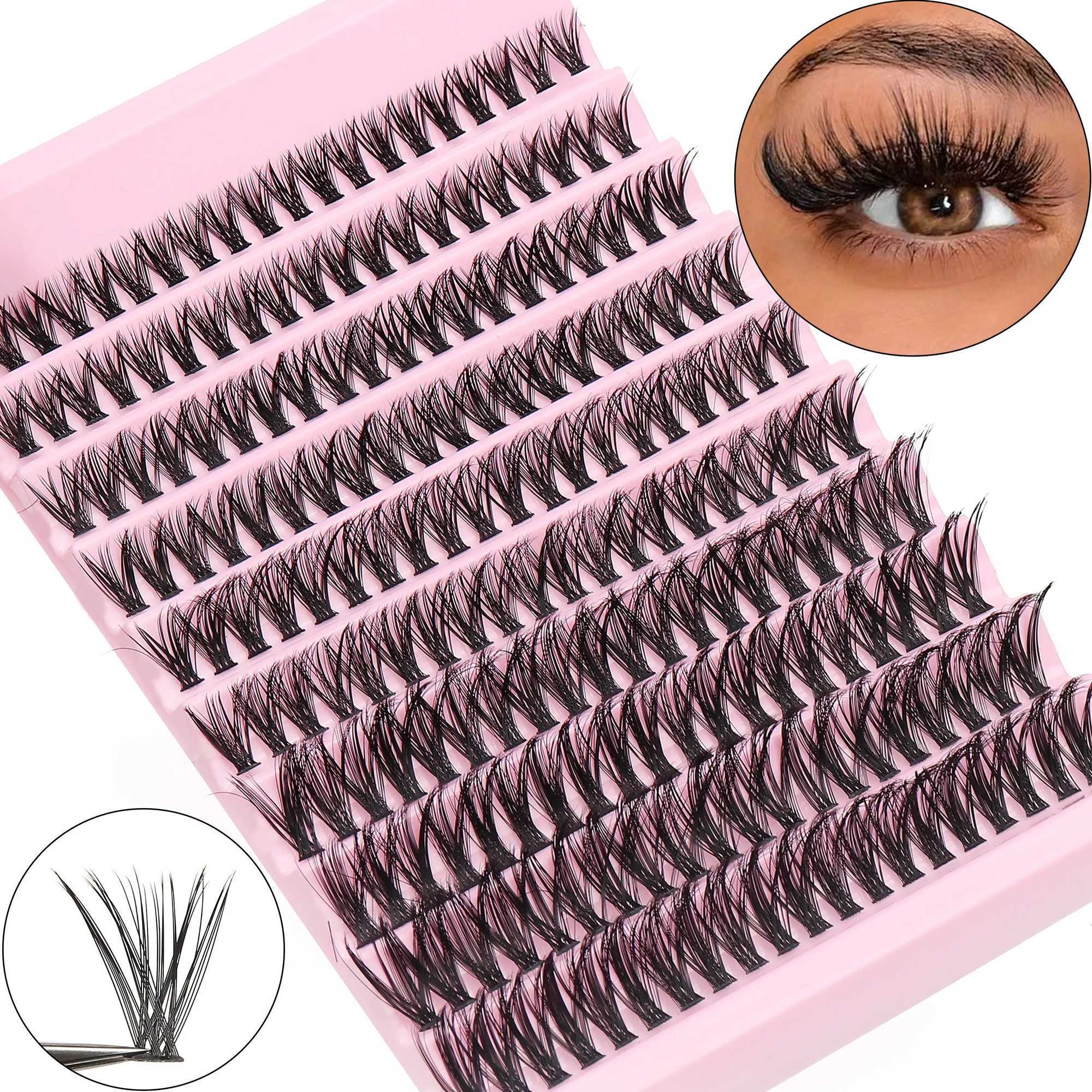 200 natural looking D-URL false eyelashes thick and fluffy suitable for daily wear W240803