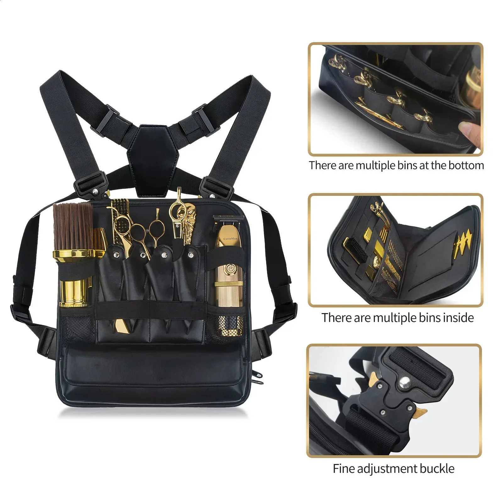 Type Barber Stylish Haircut Tool Storage Chest Bags Professional Leather Fashionable Functional Chest Rigs Bag For Salon 240808