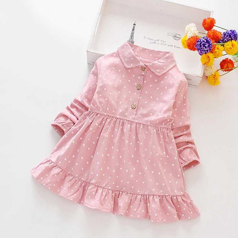Spring Autumn Casual Baby Girls Dot Print Long Sleeve Dress Kids Toddler Pageant Princess Sundress Dress For 1-8 Years oldXJ241206