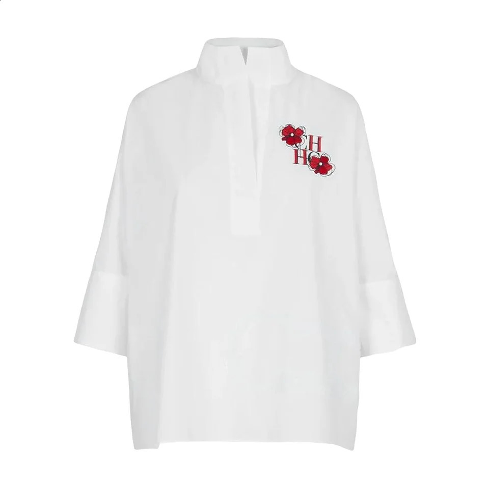 Women Shirt Summer Elegant Temperament Short Sleeved White Shirt Blouse 100% Cotton Shirts Womens Casual Solid Color Tops 240819