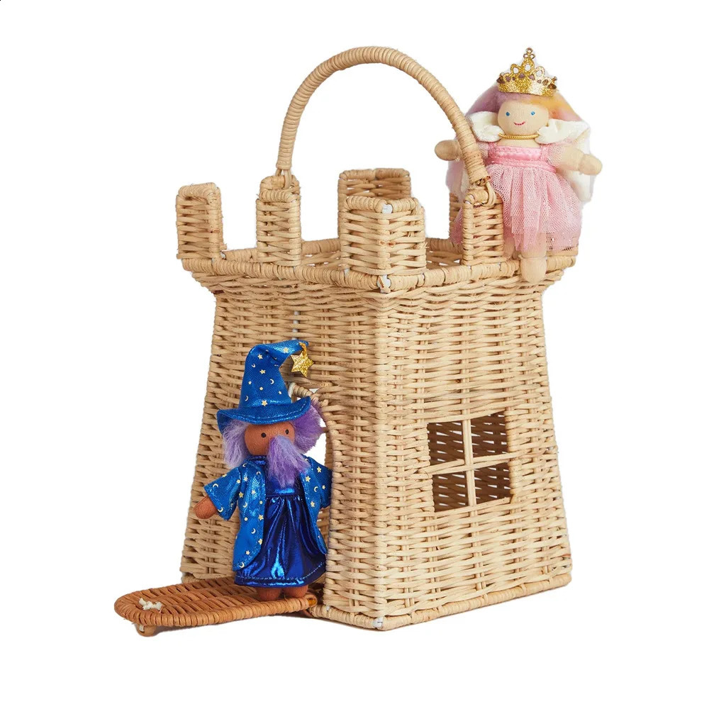 Handmade Castle Rattan Bag Wicker Woven Handbag Summer Straw Beach Bags for Women Cute Funny House Basket Bag Girls 240819 - view 7