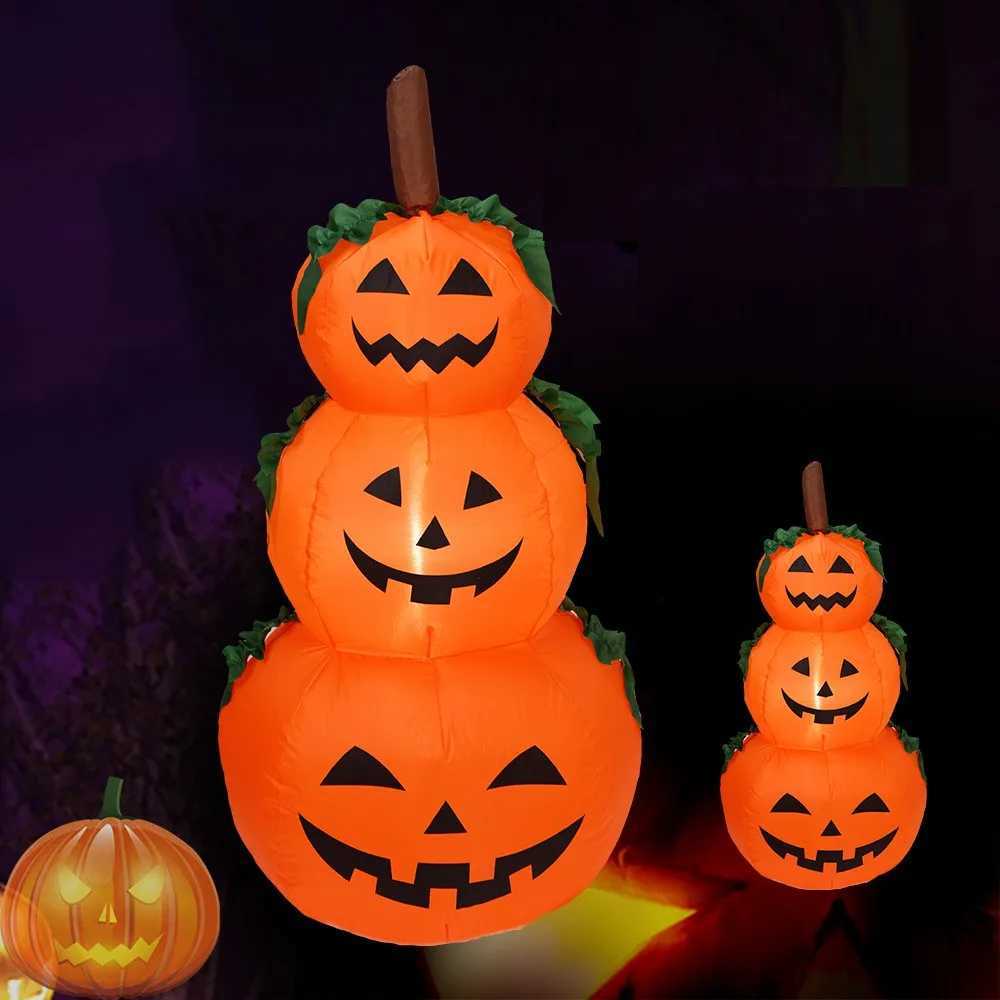 1.2 M Halloween Inflatable Pumpkin with LED Outdoor Decoration Horror Home Garden Courtyard Tombstone Decoration Haunted PropsXJ240817