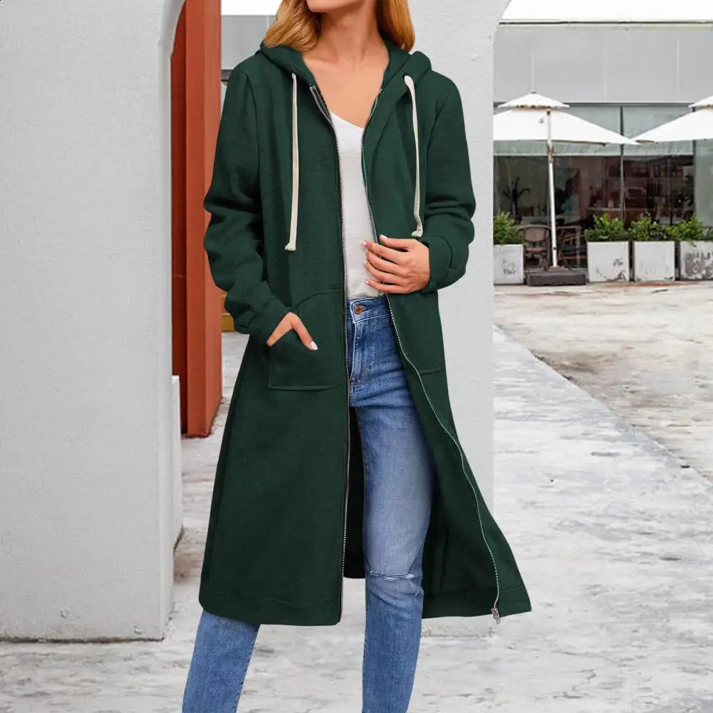 Simple Cardigan Warm Cotton Blend Long Length Women Winter Coat 240819
