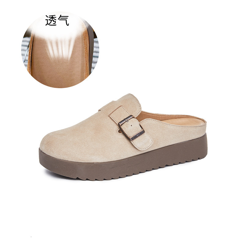 Ddmyoutdoor Leather Wrapped Slippers For Women Wearing Outside In Summer Fashionable Flat Bottomed Outdoor Cooldown Casual And High End Semi Drag OUTD