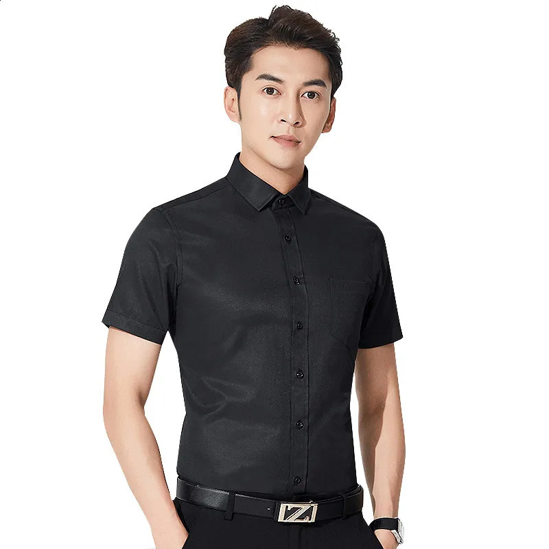 Plus Size 8XL 7XL 6XLSummer Men Shirt Short Sleeved Fashion Solid Twill Plain Male Shirts Formal Business White Camisa Masculina 240816